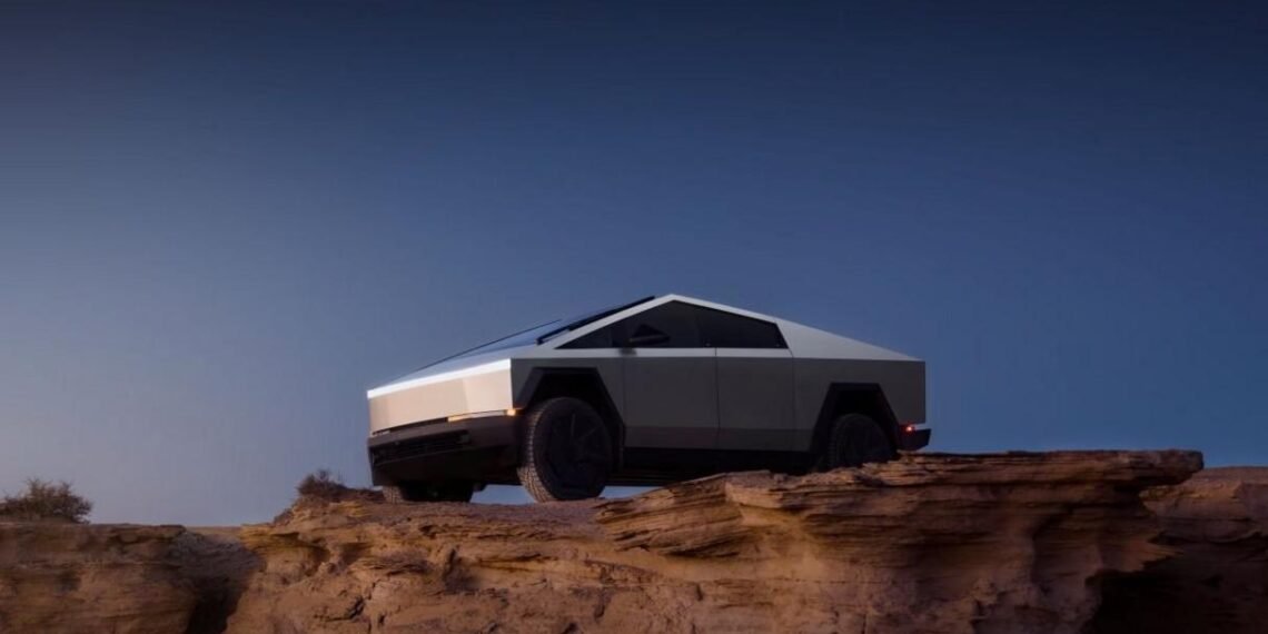 Imagem promocional da Tesla com veículo elétrico