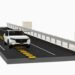 Estrada com tecnologia de recarga elétrica em movimento