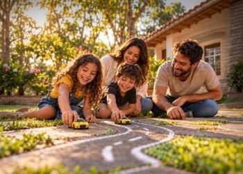 Família se divertindo ao ar livre